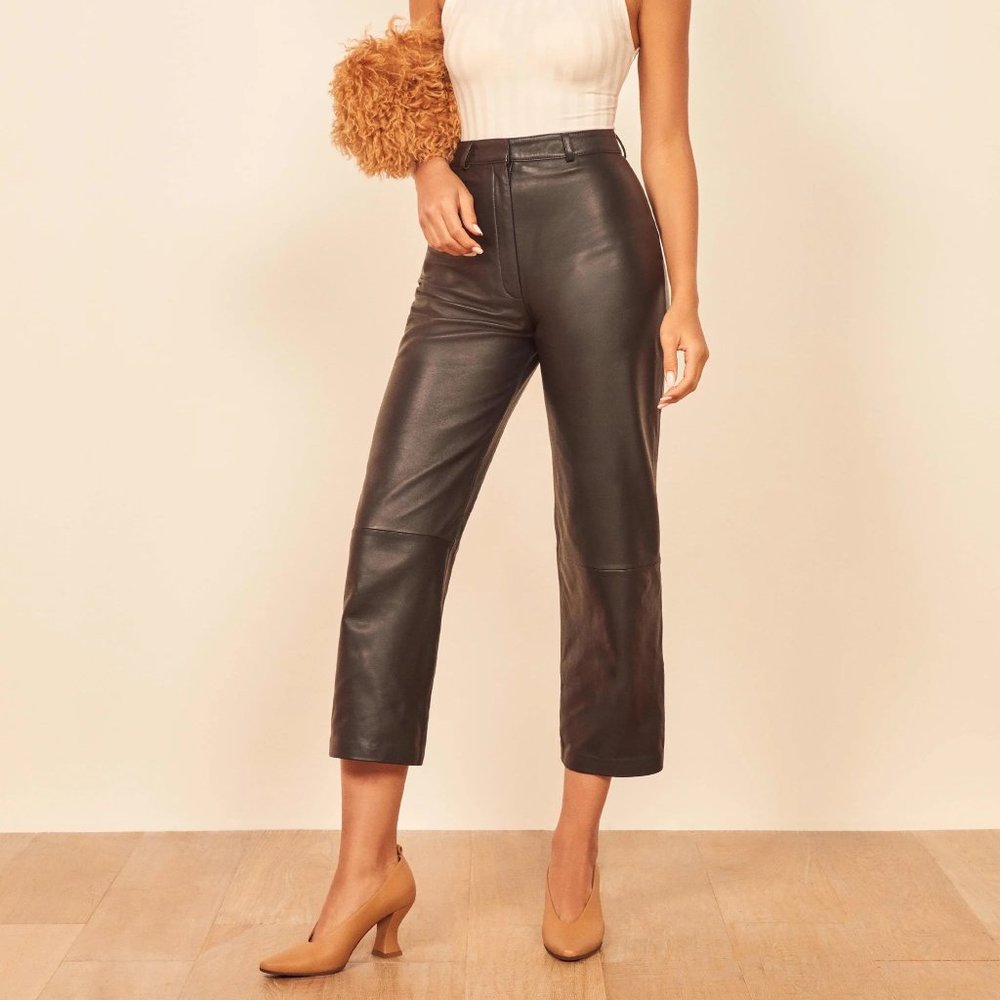 Veda x Reformation Cropped Leather Pant